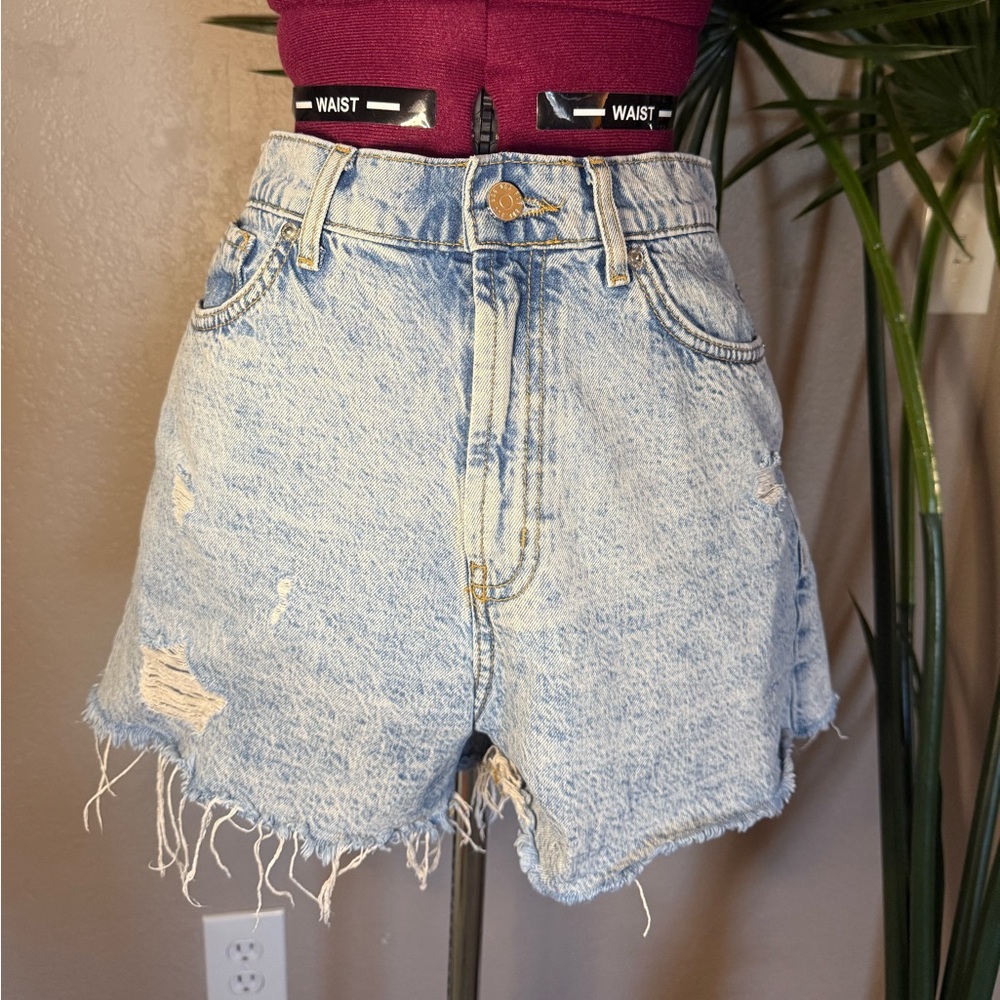 BDG Light Blue Distressed Jean Shorts